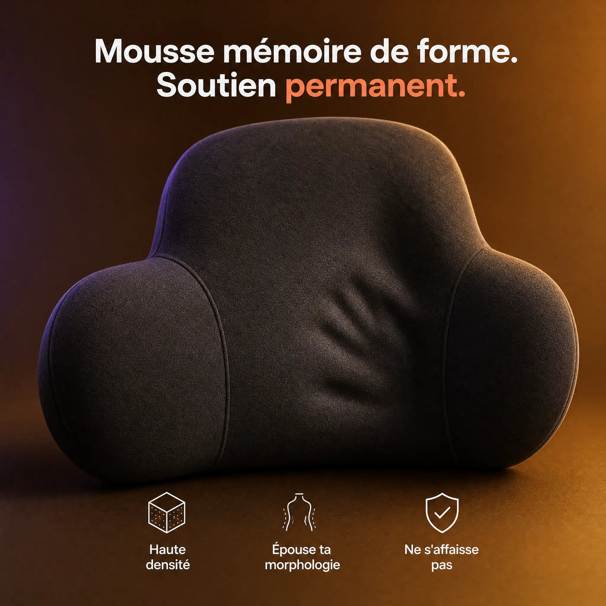 Mousse mémoire de forme haute densité du coussin lombaire ProSetup, soutien permanent