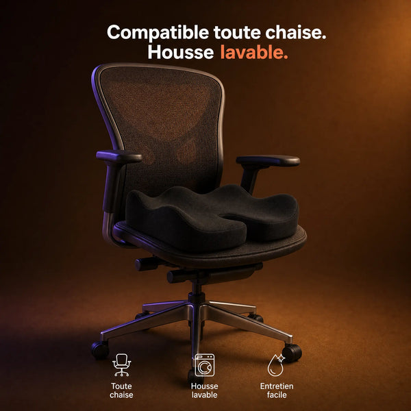 Coussin de siège 3D sur chaise de bureau, housse polyester lavable en machine