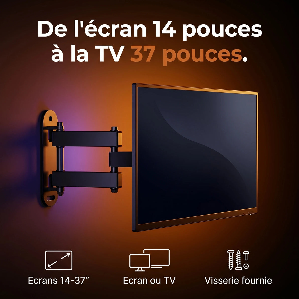 Support mural d'écran ProSetup compatible écrans et TV de 14 à 37 pouces