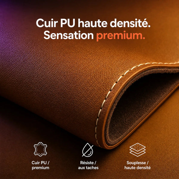 Tapis de bureau ProSetup en cuir PU haute densité premium, texture vegan résistante