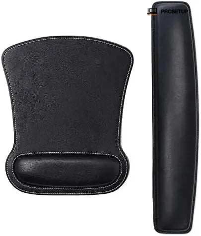 Set premium repose-poignet cuir noir : tapis souris et repose-poignet clavier