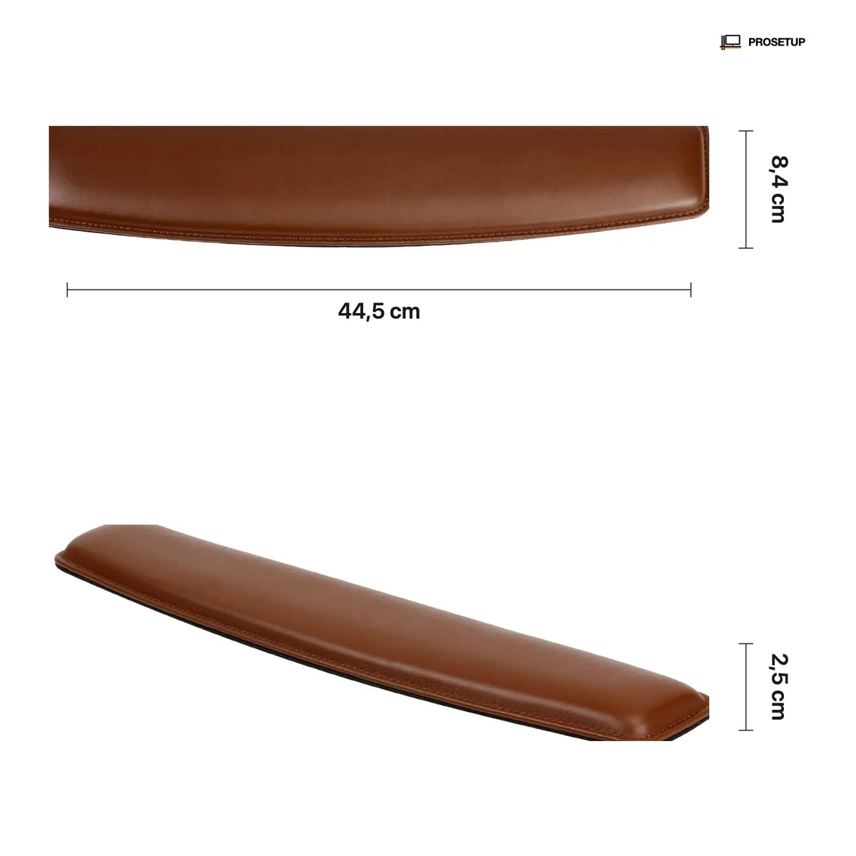 Dimensions et caractéristiques repose-poignet clavier cuir cognac ProSetup