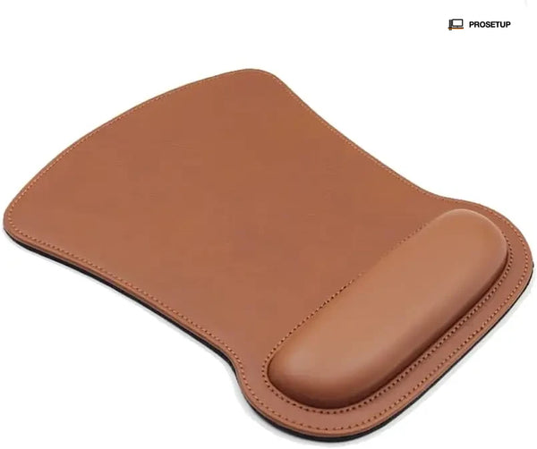 Tapis souris cuir noir avec repose-poignet premium pour bureau haut de gamme