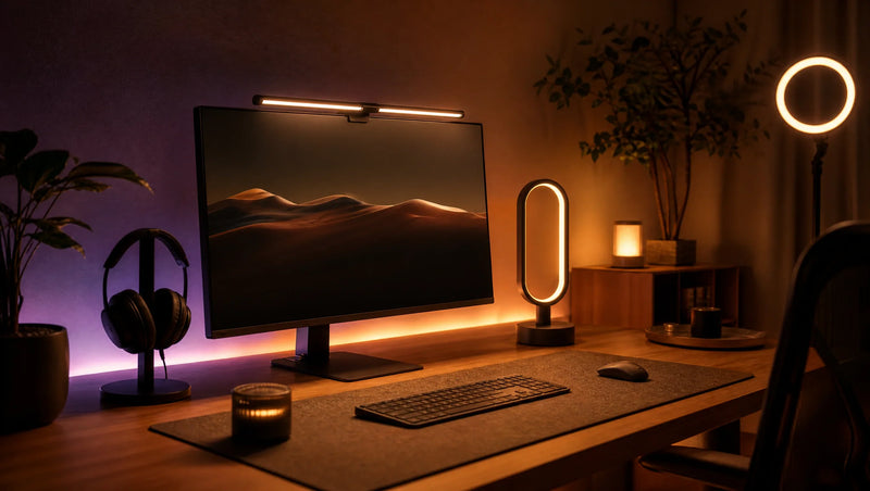 Éclairage de bureau LED : barre lumineuse écran, lampe LED, bandeau RGB et ring light ProSetup