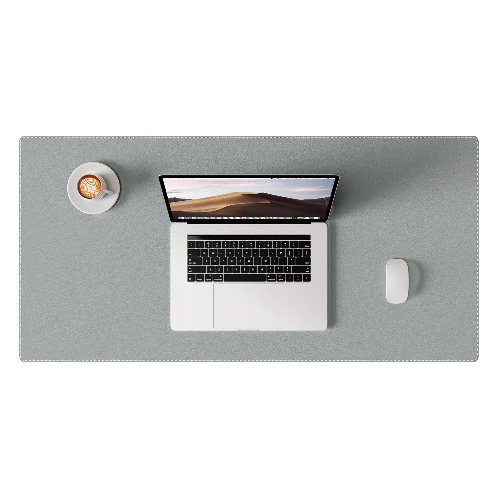 Tapis de bureau cuir compact bords cousus, finition premium ProSetup