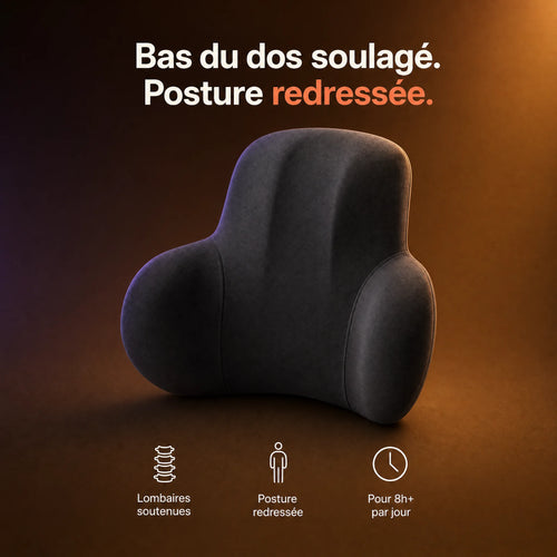 Coussin lombaire ergonomique : bas du dos soulagé et posture redressée sur 8h+