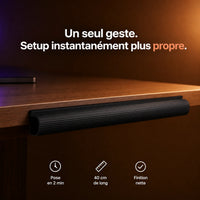 Bureau épuré sans câbles apparents grâce à la goulotte cache-câbles adhésive ProSetup
