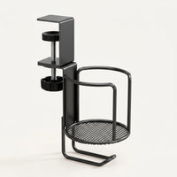 Porte-gobelet de bureau 2-en-1 ProSetup noir à pince, avec crochet casque, packshot fond clair