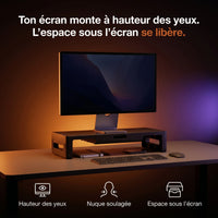 Écran remonté à hauteur des yeux sur le rehausseur ProSetup pour une meilleure posture