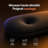Repose-poignet mousse haute densité noire corporate, poignet soulagé sur 8h+