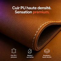 Tapis de bureau ProSetup en cuir PU haute densité premium, texture vegan résistante
