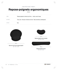 Fiche technique et caractéristiques repose-poignet mémoire de forme ProSetup