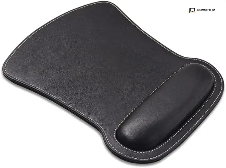 Tapis souris cuir cognac avec repose-poignet intégré ProSetup, style premium