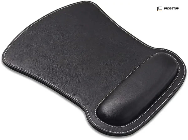 Tapis souris cuir cognac avec repose-poignet intégré ProSetup, style premium
